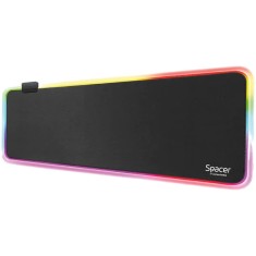 Mousepad gaming RGB Spacer, cauciuc si material textil, 900 x 300 x 3 mm, 1.8 m lungime cablu, Negru