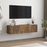 Comodă TV de perete stejar afumat 120x30x30 cm lemn compozit, vidaXL