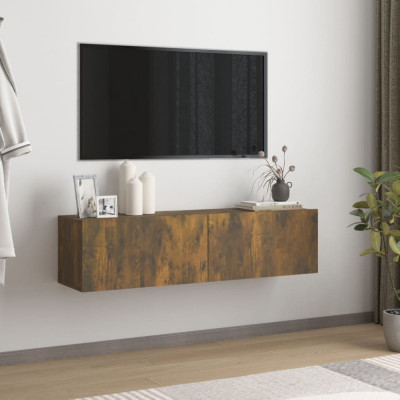Comodă TV de perete stejar afumat 120x30x30 cm lemn compozit foto
