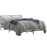 VidaXL Cadru de pat, stejar sonoma, 140x190cm, lemn prelucrat și metal