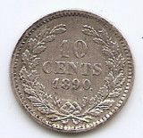 Olanda 10 Cents 1890 - Willem III, Argint 1.4 g/640, 15 mm KM-80