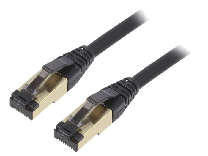 Patch cord Cat 8 negru 0,5m LSZH