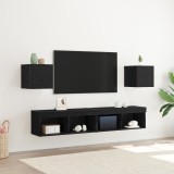 vidaXL Dulapuri TV Perete, 2 buc, Stejar Negru, 30.5x30x30cm, Comoda TV Living, Lemn, Montaj Simplu, Design Modern, Stocare Media, Negru