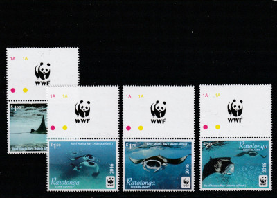 Rarotonga 2016-Fauna,WWF,Testoase,serie 4 valori cu vigneta WWF,MNH,Mi,50-53 foto