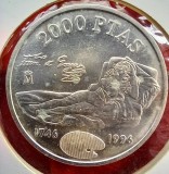 (A23) MONEDA DIN ARGINT SPANIA - 2000 PESETAS 1996, 250 ANI DE LA NASTEREA LUI FRANCISCO DE GOYA, STARE AUNC, Europa