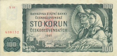 CEHOSLOVACIA 100 korun 1961 VF+!!! foto