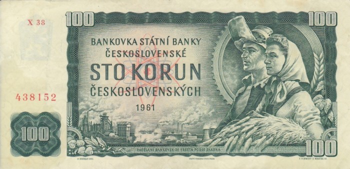 CEHOSLOVACIA 100 korun 1961 VF+!!!