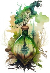 Sticker decorativ, Borcan, Verde, 85 cm, 8349ST-3 foto