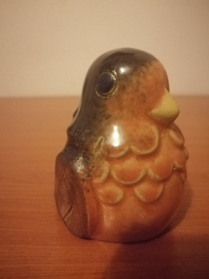 Figurina de colectie forma Pasare ceramica vintage Willy Fischer Ego Stengods anii 60 Suedia 9 cm foto