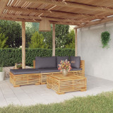 Cumpara ieftin Set mobilier grădină cu perne, 4 piese, lemn masiv de tec
