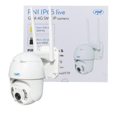 Resigilat : Camera supraveghere video PNI IP65 live PTZ 5MP, GSM 4G, slot card mic foto