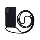 Husa din silicon pentru telefon cu snur prindere la gat MEVIS pentru Samsung Galaxy A32 4G, negru - SECOND