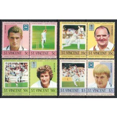 St Vincent 1985 Mi 778/785 MNH - Jucatori de cricket