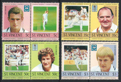 St Vincent 1985 Mi 778/785 MNH - Jucatori de cricket foto