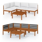 Set fotoliu de gradina cu 5 piese si perne, crem, 63x63 cm