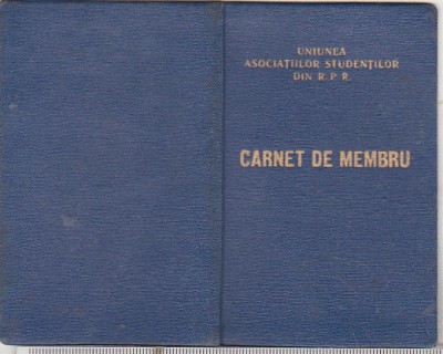 bnk div Carnet de membru Uniunea asociatiilor studentilor din RPR foto