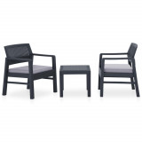 Gossi set mobilier de gradina cu perne, 3 piese, gri, plastic