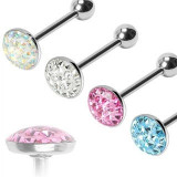 Piercing limbă cu zircon la capăt - Culoare Piercing: Curcubeu