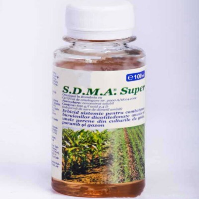 SDMA Super 600SL 100 ml, erbicid sistemic selectiv, buruieni dicotiledonate anuale si perene in culturile de porumb, grau, gazon foto