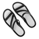 Papuci de plajă cu talpă reliefată și curele negre pentru femei, CMCLASS