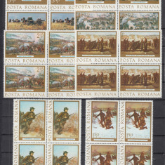 ROMANIA 1977 LP 933 CENTENARUL INDEPENDENTEI DE STAT BLOCURI DE 4 TIMBRE MNH