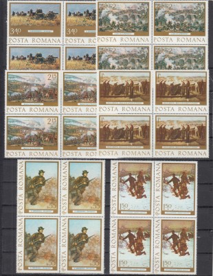 ROMANIA 1977 LP 933 CENTENARUL INDEPENDENTEI DE STAT BLOCURI DE 4 TIMBRE MNH foto