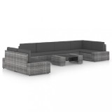 VidaXL Set mobilier de grădină cu perne, 8 piese, gri, poliratan