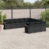 Gossi set canapele de gradina cu perne, 11 piese, negru, poliratan