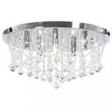 VidaXL Lustră cu mărgele de cristal, argintiu, rotund, 4 becuri x G9