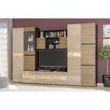 LIVING GLAMUR WENGE+NUC 300x57x198CM