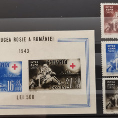 SV * Romania CRUCEA ROȘIE 1943 * COLITA + SERIA DE 3 TIMBRE