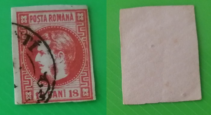 1868 -1870 Carol I cu favoriţi - Emisiunea a II-a - 18 BANI (02)