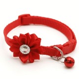 Zgarda ajustabila cu floare, pentru caini si pisici, 22-33cm/10mm, Rosu, Ropet