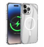 Husa de protectie din silicon Hoco Transparent Magnetic Case, pentru iPhone 15 Pro Max - Alb