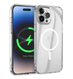 Husa de protectie din silicon Hoco Transparent Magnetic Case, pentru iPhone 15 Pro - Alb