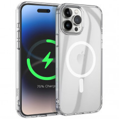 Husa de protectie din silicon Hoco Transparent Magnetic Case, pentru iPhone 15 Pro Max - Alb