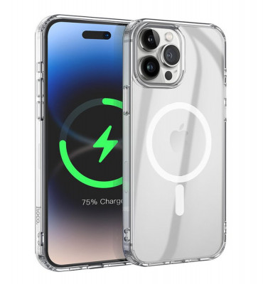 Husa de protectie din silicon Hoco Transparent Magnetic Case, pentru iPhone 15 - Alb foto