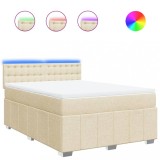 Cumpara ieftin Pat continental cu saltea, crem, 140x200 cm, material textil