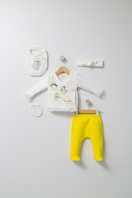Set de iarna de 5 piese pentru nou nascut Crazy Penguins, Tongs baby (Culoare: Portocaliu) foto