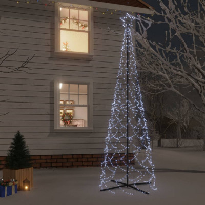 vidaXL Brad de Crăciun conic, 500 LED-uri, alb rece, 100x300 cm foto
