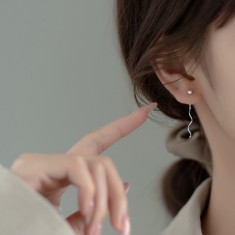 Cercei din argint lungi lant waves stick ARG126A