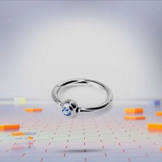 Piercing Ureche Circular - 1.2x8 - argintiu piatra albastra
