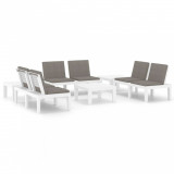 Set mobilier de gradina cu perne, 6 piese, alb, plastic GartenMobel Dekor, vidaXL