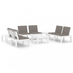 Set mobilier de gradina cu perne, 6 piese, alb, plastic GartenMobel Dekor