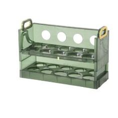 Suport organizator oua pentru frigider, Flippy, Verde transparent, capacitate 20 oua, Doua straturi foto
