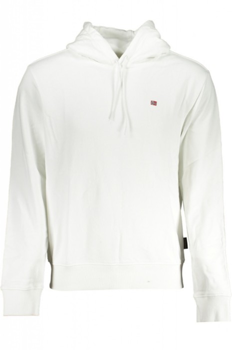 Napapijri Hanorac BALIS barbati, cu mini logo brodat, Regular fit, Alb, S