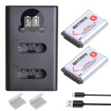 Set 2 acumulatori NP-BX1 + incarcator dublu Sony HX50 HX60 WX300 RX100 RX1 HX300
