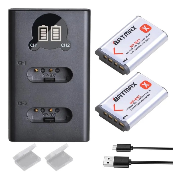 Set 2 acumulatori NP-BX1 + incarcator dublu Sony HX50 HX60 WX300 RX100 RX1 HX300