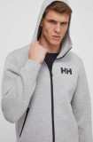 Helly Hansen hanorac Hydropower Ocean 2.0 culoarea gri, cu glugă, cu imprimeu 34264