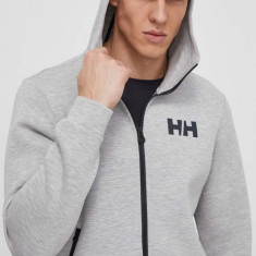 Helly Hansen hanorac Hydropower Ocean 2.0 culoarea gri, cu glugă, cu imprimeu 34264